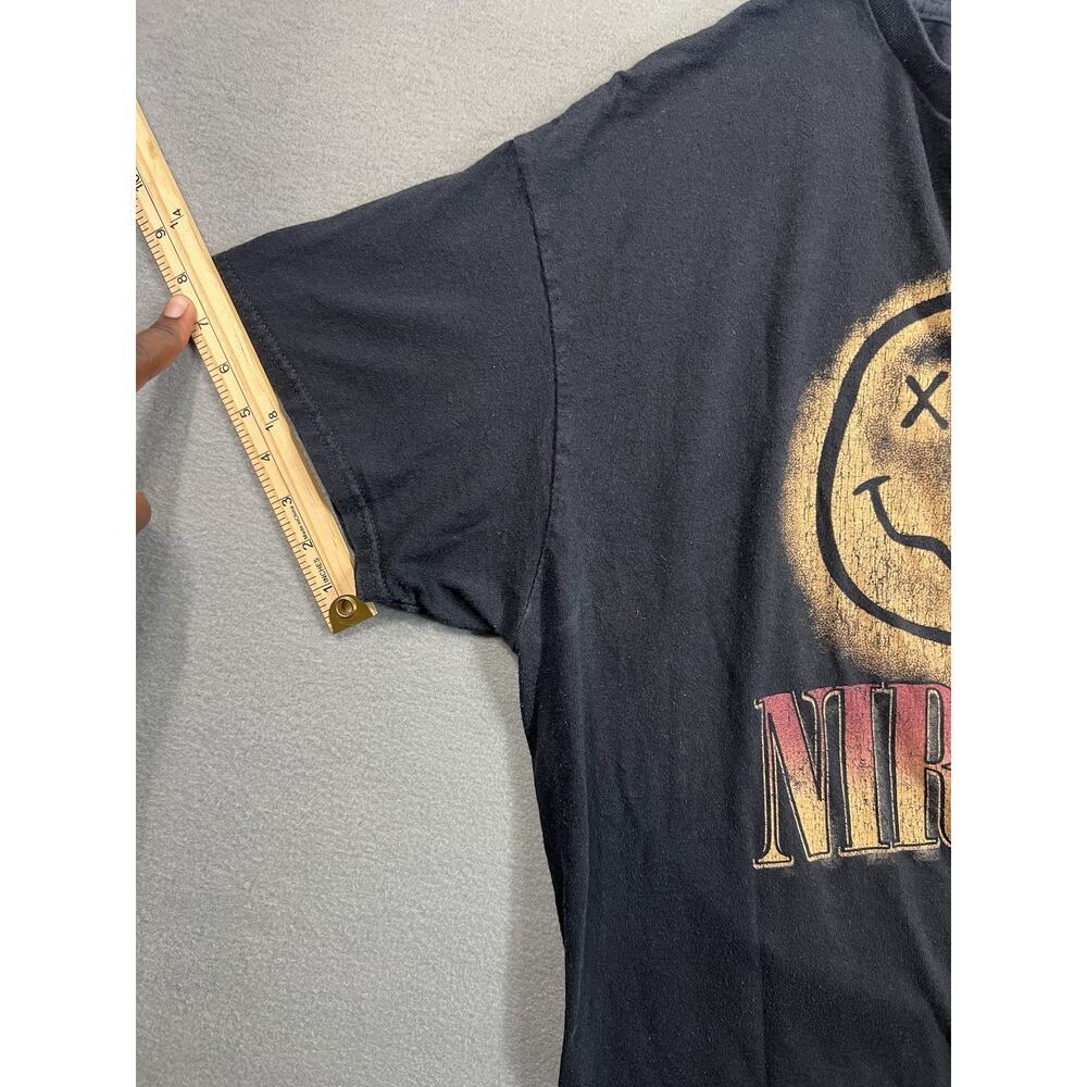 Nirvana Smiley Face Distressed T-Shirt Black XL Men 100% Cotton Grunge Style - Picture 7 of 7